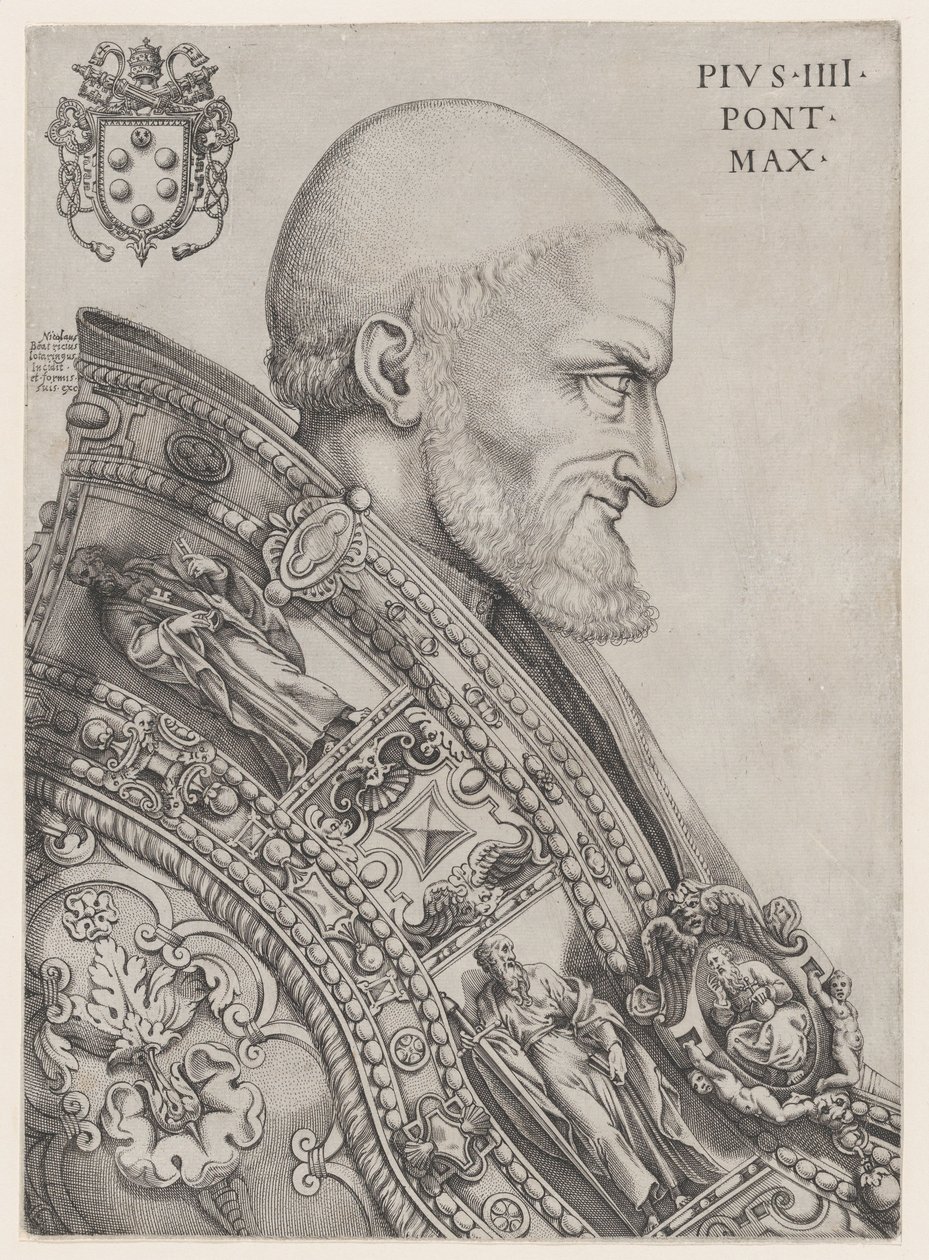 Porträt von Papst Pius IV., Mitte des 16. Jahrhunderts von Nicolas Beatrizet