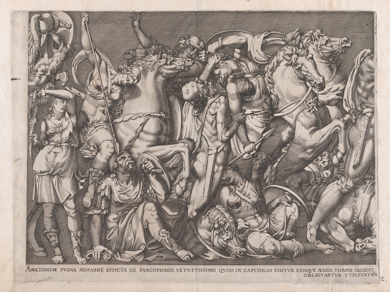 Speculum Romanae Magnificentiae: Schlacht der Amazonen, 1559 von Nicolas Beatrizet