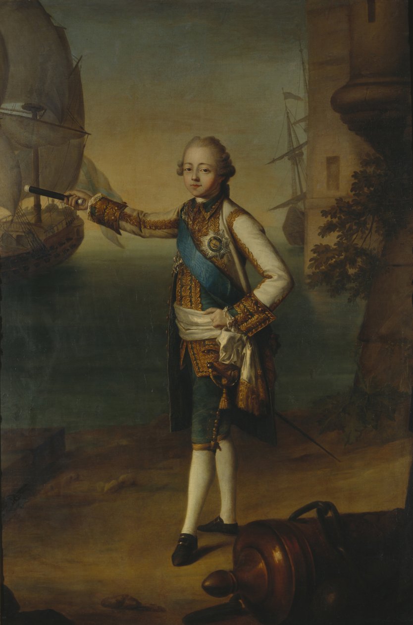 Porträt von Großherzog Pavel Petrovich 1754-1801 in Admiraluniform, 1769 von Nicolas Benjamin Delapierre