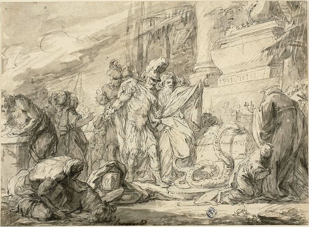 Aeneas am Grab von Anchises (recto); Aeneas am Grab von Anchises (verso) von Nicolas Bernard Lepicie