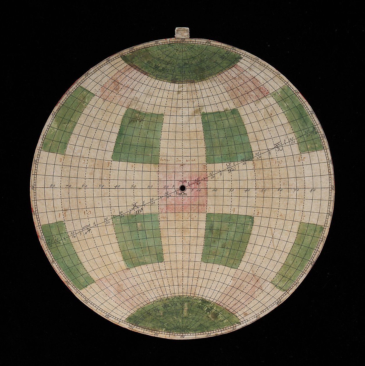 Astrolabium, Detail einer Plakette mit einer Projektion von La Hire von Nicolas Bion