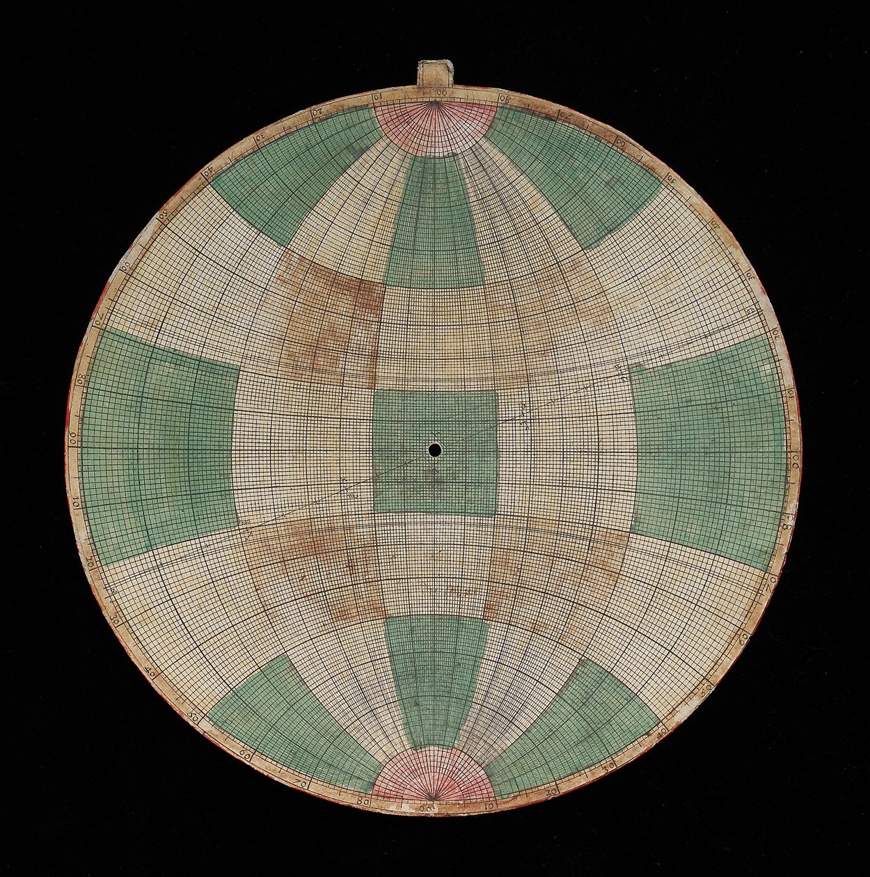 Astrolabium, Detail einer Platte mit einer Projektion von Frijus von Nicolas Bion