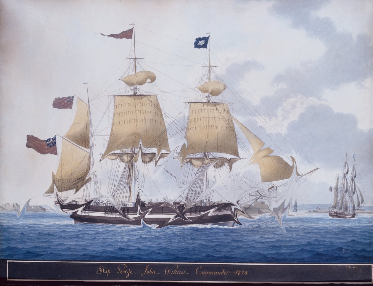 Der Dreimaster George vor dem Hafen von Valetta, Malta von Nicolas Cammillieri of Malta