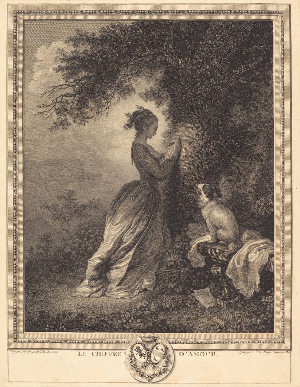 Das Liebeszeichen von Nicolas Delaunay after Jean Honoré Fragonard