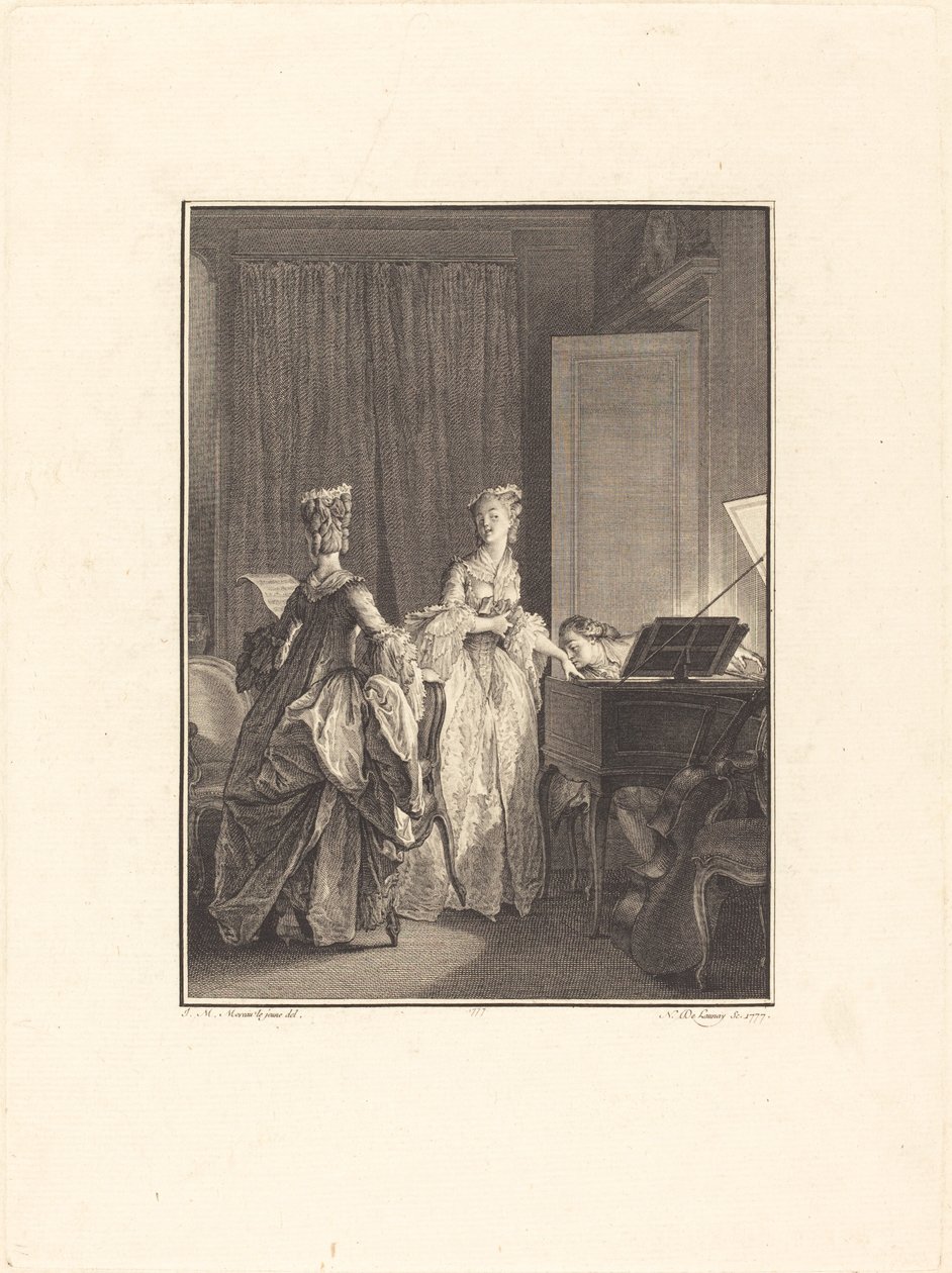 Il appliqua sur cette main un baiser que je sentis sur mon coeur von Nicolas Delaunay after Jean Michel Moreau