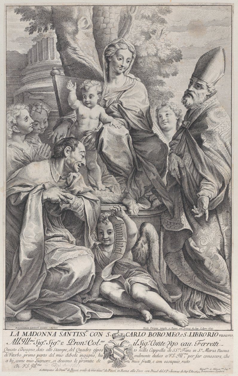Jungfrau und Kind mit Heiligen Liborius und Carlo Borromeo, 1693-95 von Nicolas Dorigny