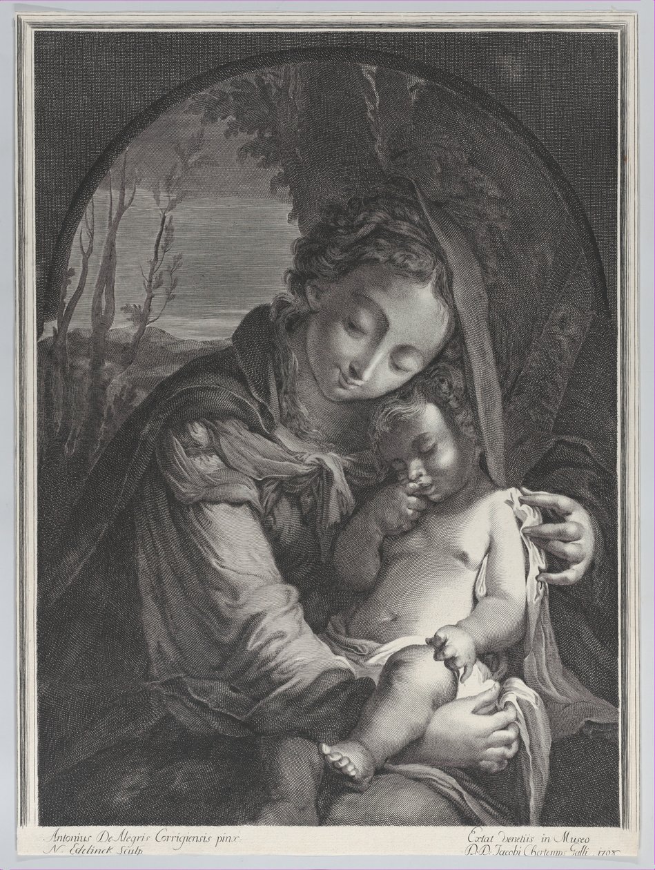 Jungfrau mit dem schlafenden Christuskind von Nicolas Etienne Edelinck