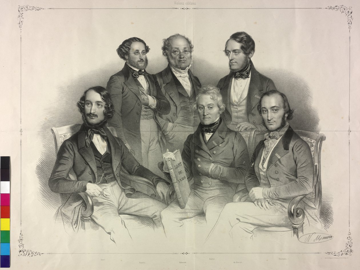 Tafel mit Bildern von Henry Wilhelm Ernst, berühmter Geiger von Nicolas Eustache Maurin