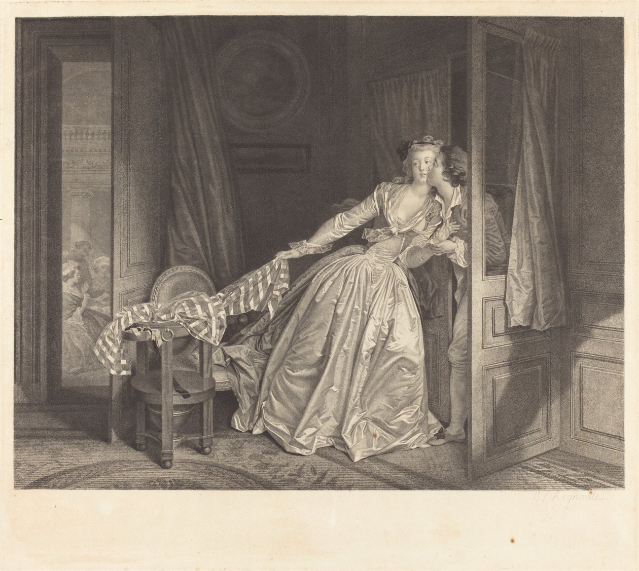 Der gestohlene Kuss von Nicolas François Regnault after Jean Honoré Fragonard