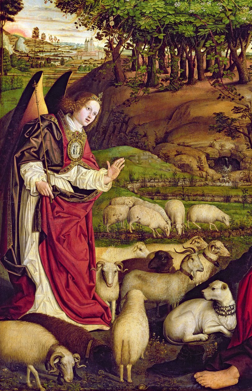 Das Triptychon von Moses und dem brennenden Dornbusch, ca. 1476 (Detail) von Nicolas Froment