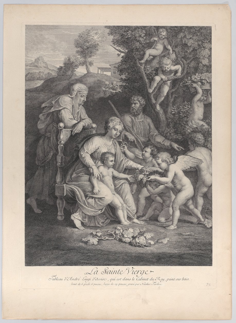 Die Heilige Familie mit der Heiligen Elisabeth und Engeln, ca. 1729 von Nicolas Henri Tardieu
