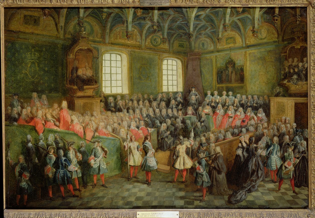 Bett der Gerechtigkeit im Parlament bei der Volljährigkeit von Ludwig XV. (1710-74), 22. Februar 1723 von Nicolas Lancret