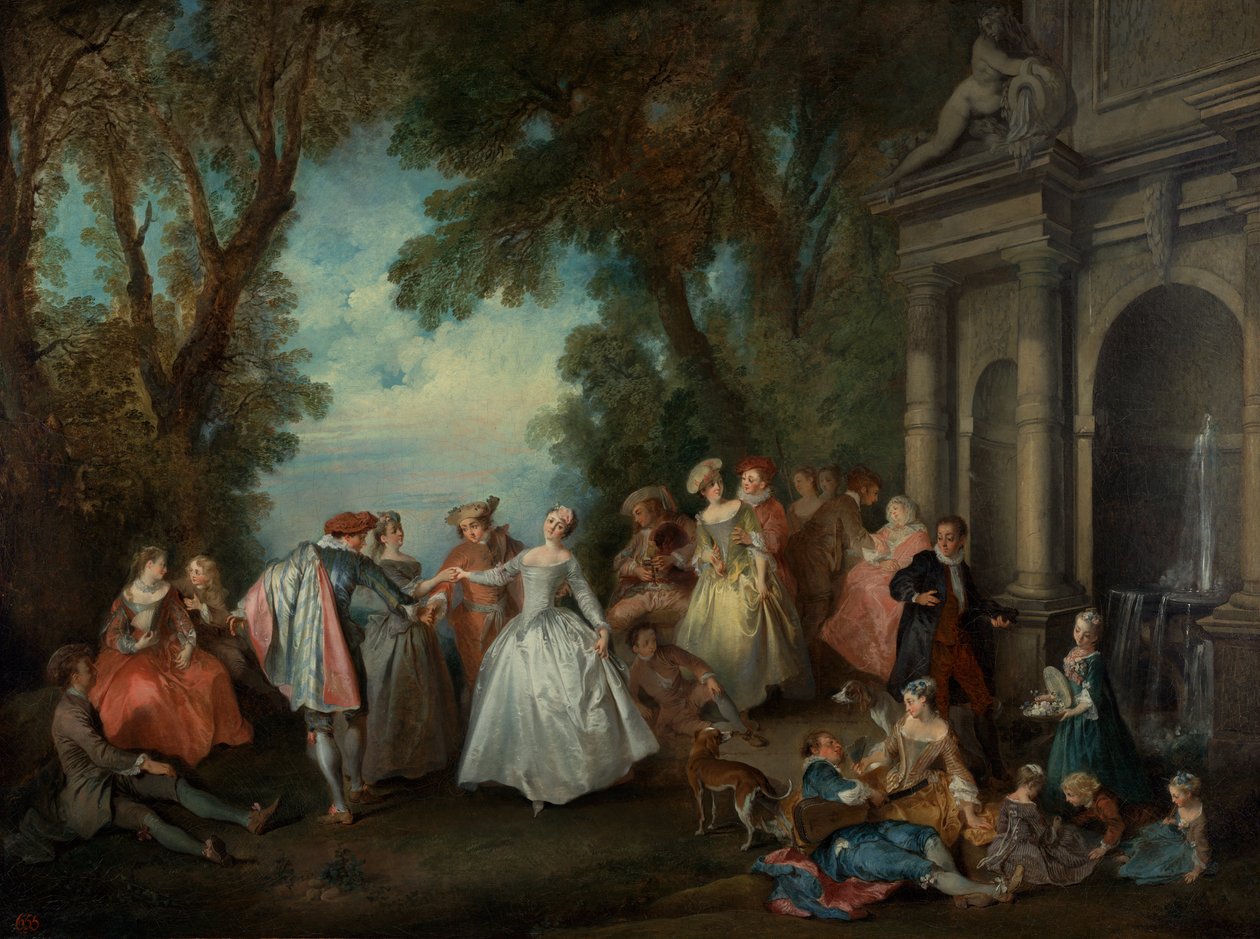 Tanz vor einem Brunnen von Nicolas Lancret