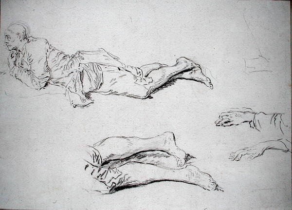 Studie eines auf dem Boden liegenden Mannes von Nicolas Lancret