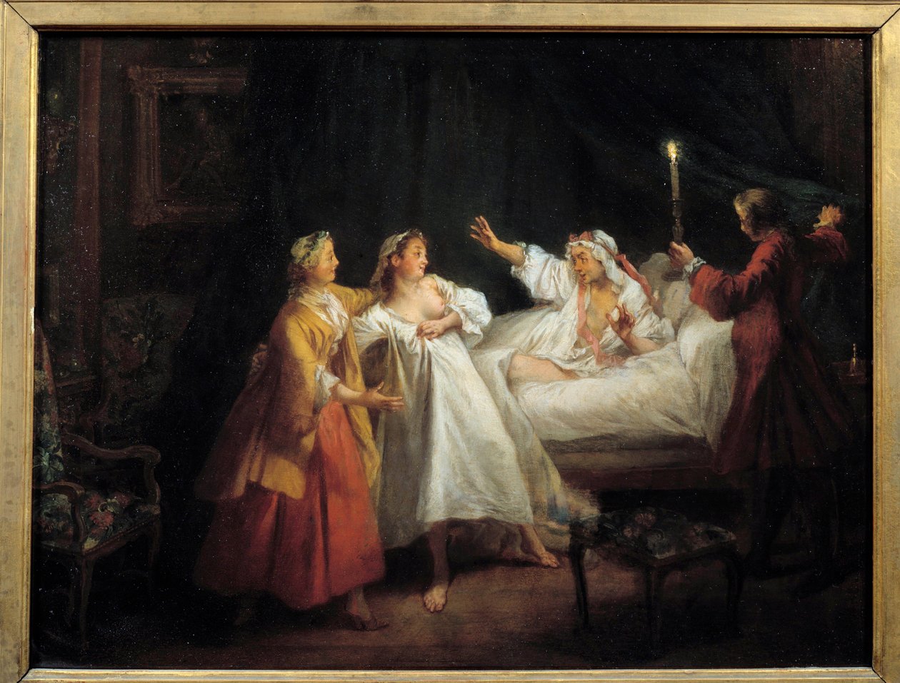 Erzählungen von Jean de La Fontaine: Der bestrafte Gascogner Gemälde auf Kupfer von Nicolas Lancret (1690-1743) von Nicolas Lancret