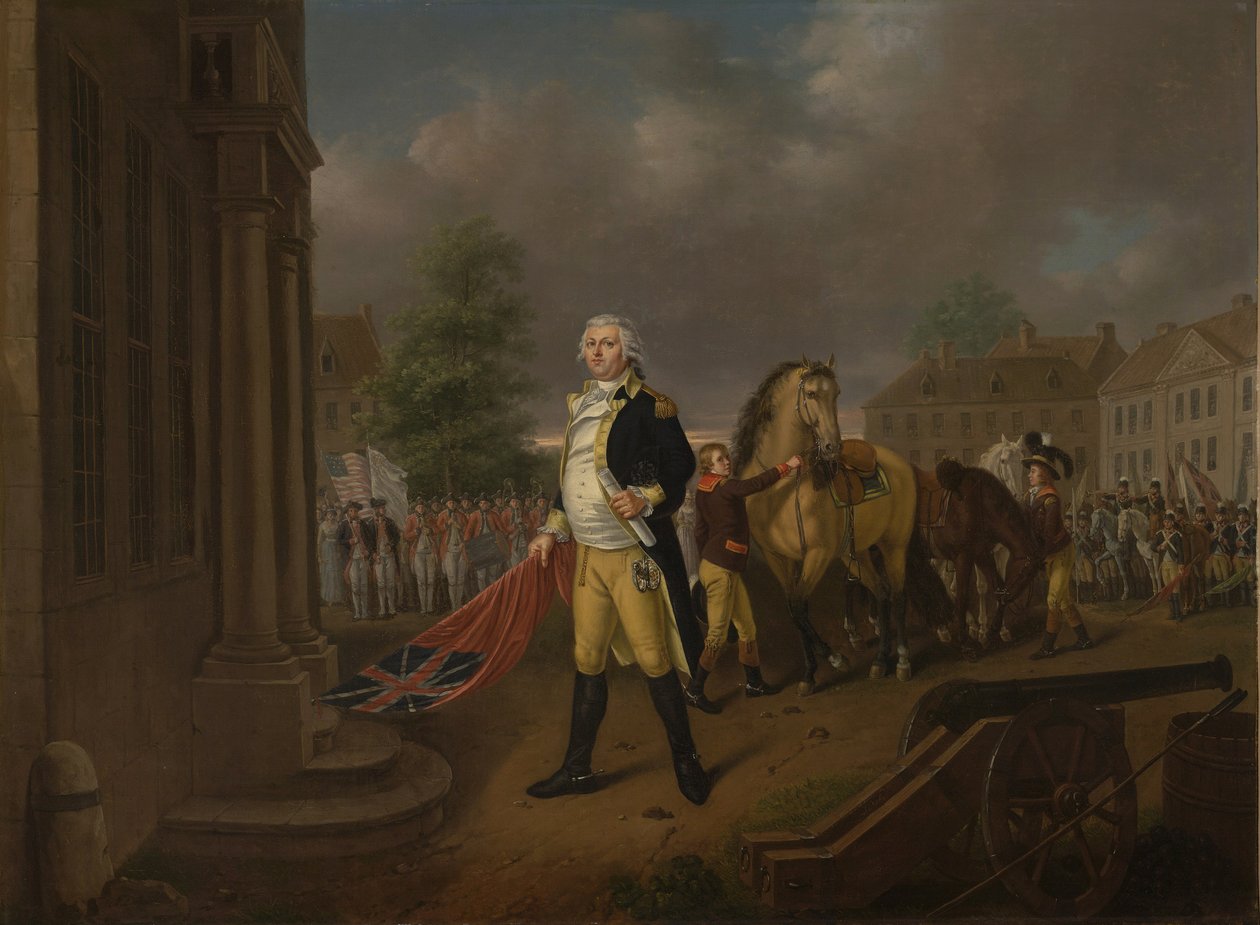 General Humphreys übergibt die in Yorktown erbeuteten Standarten an die Kongresshalle, Philadelphia von Nicolas Louis Albert Delerive