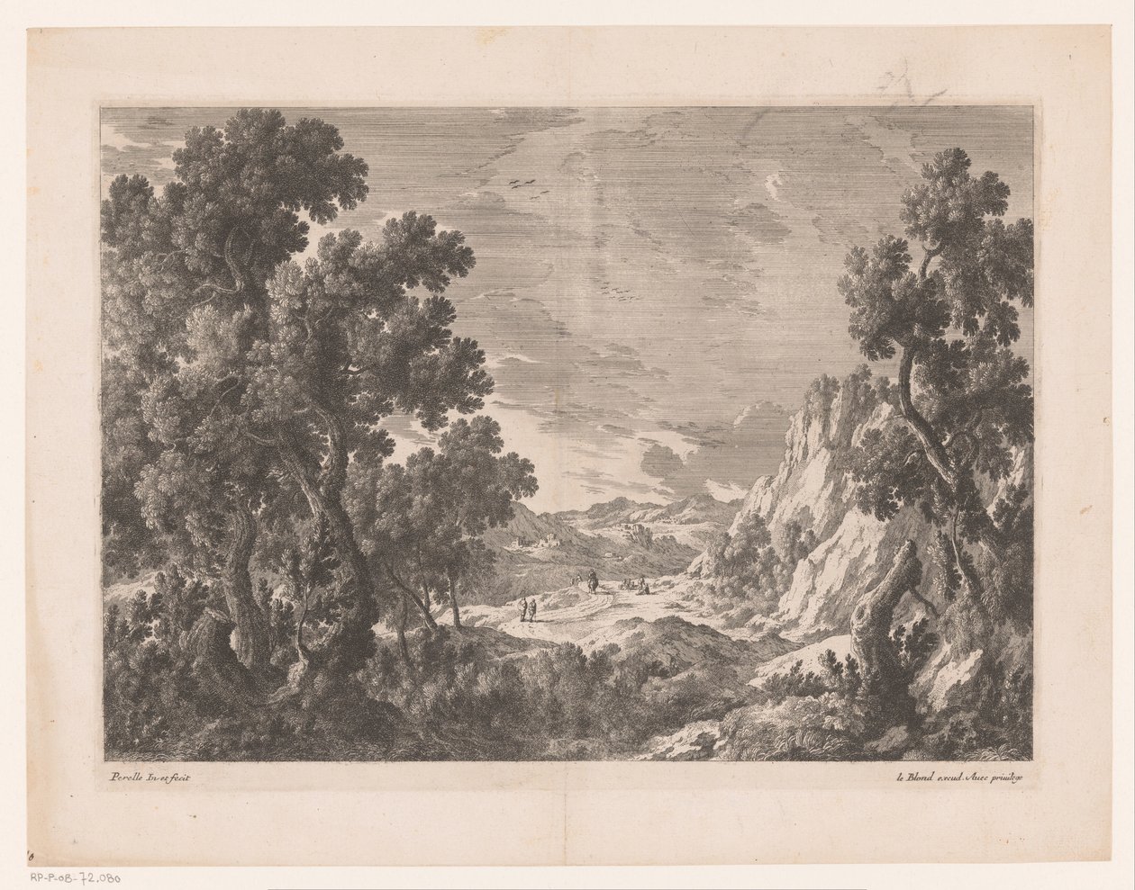 Berglandschaft mit Menschen auf einem Weg von Nicolas Perelle