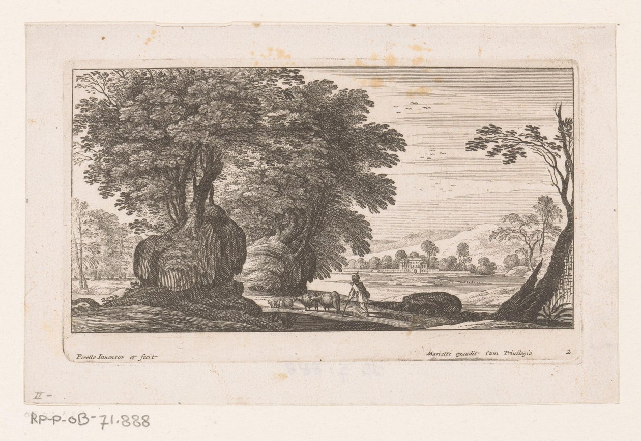 Landschaft mit Figur und Vieh von Nicolas Perelle