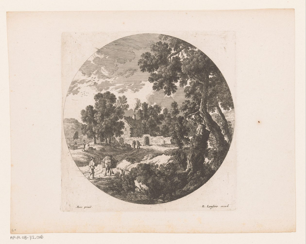 Landschaft mit Hirten und Vieh bei einem Haus von Nicolas Perelle