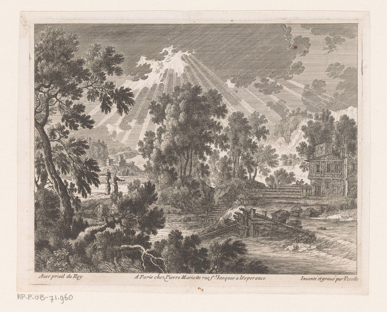 Sonnige Landschaft mit Haus am Fluss von Nicolas Perelle