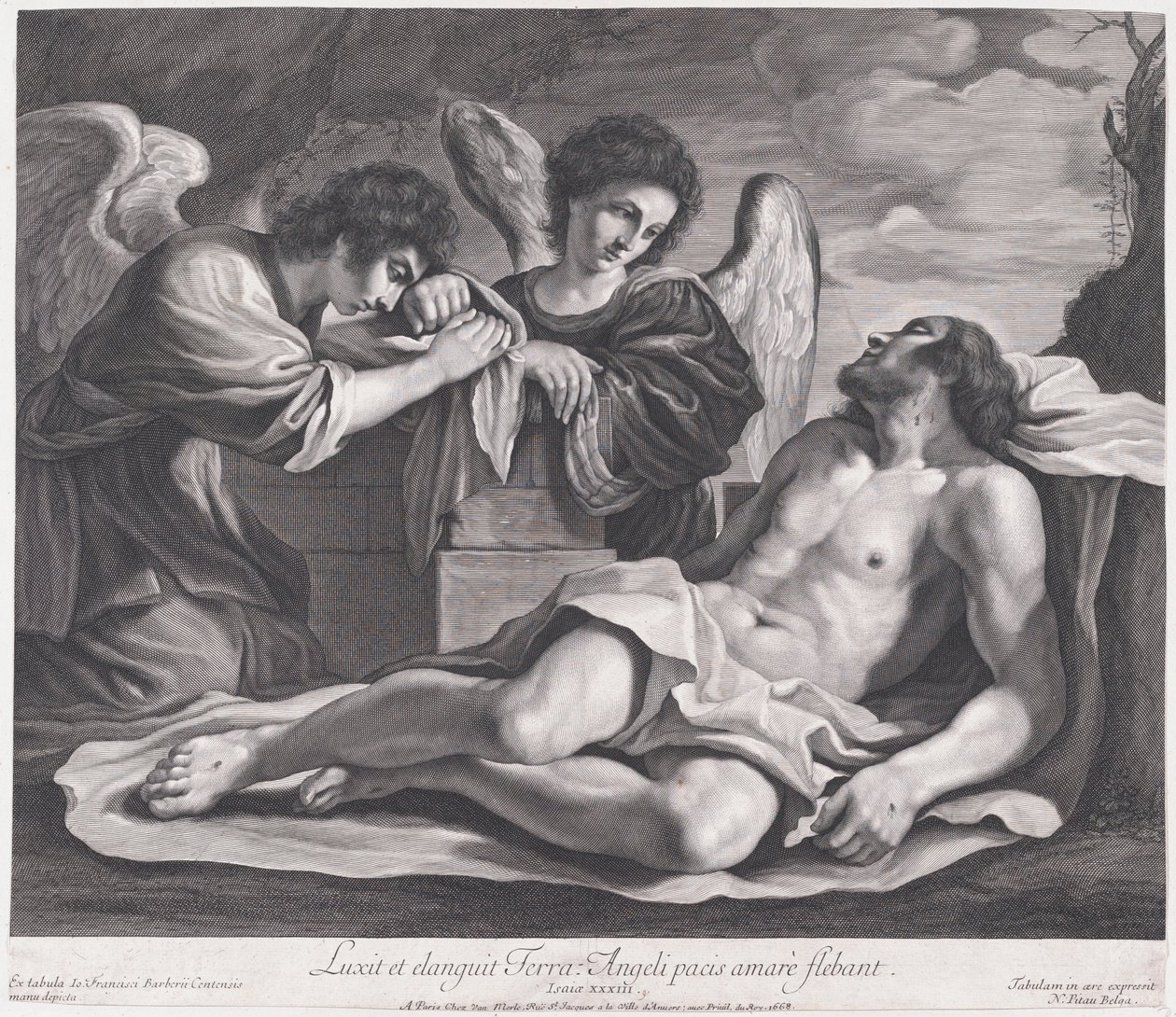 Engel trauern über den toten Christus, ca. 1690-1720 von Nicolas Pitau