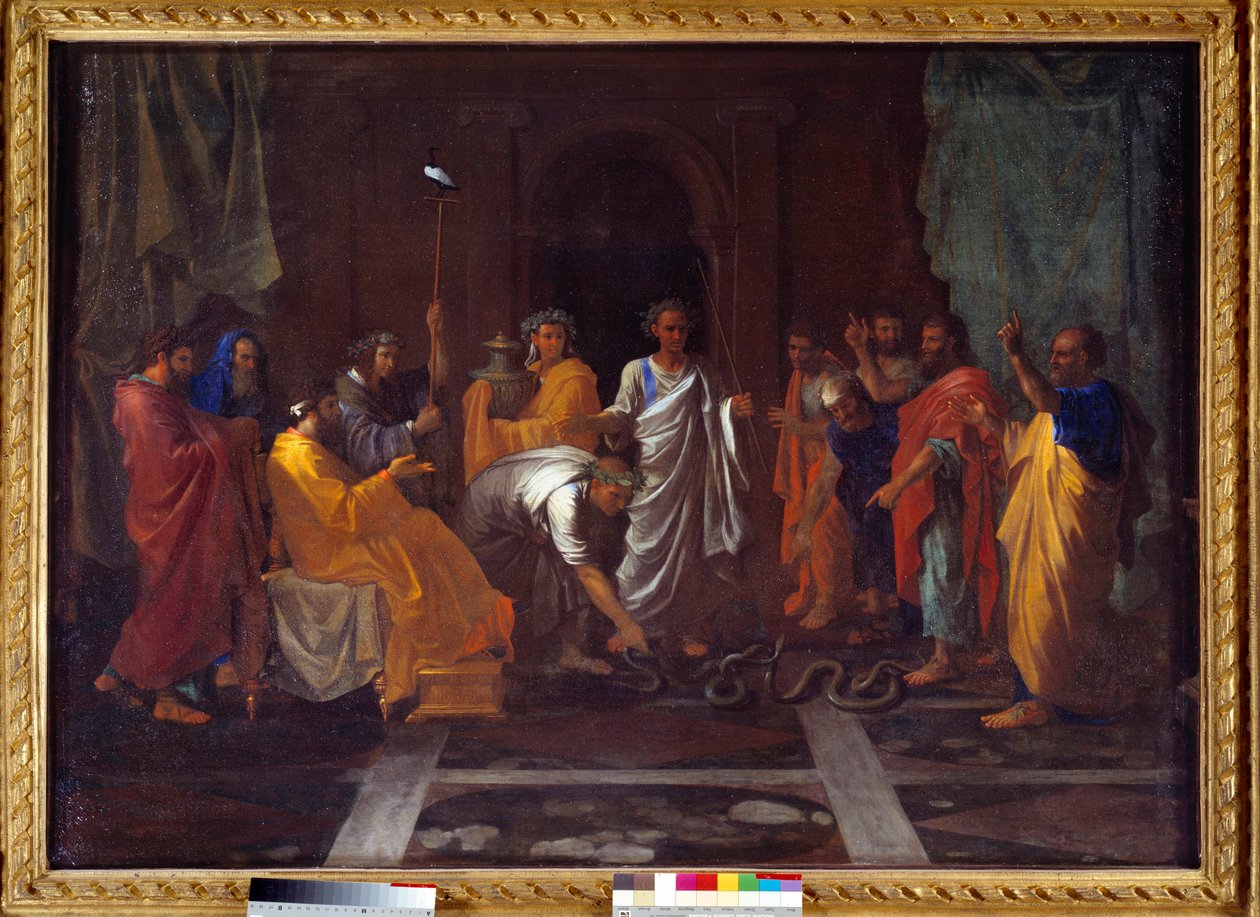 Moses verwandelt Aarons Stab in eine Schlange von Nicolas Poussin