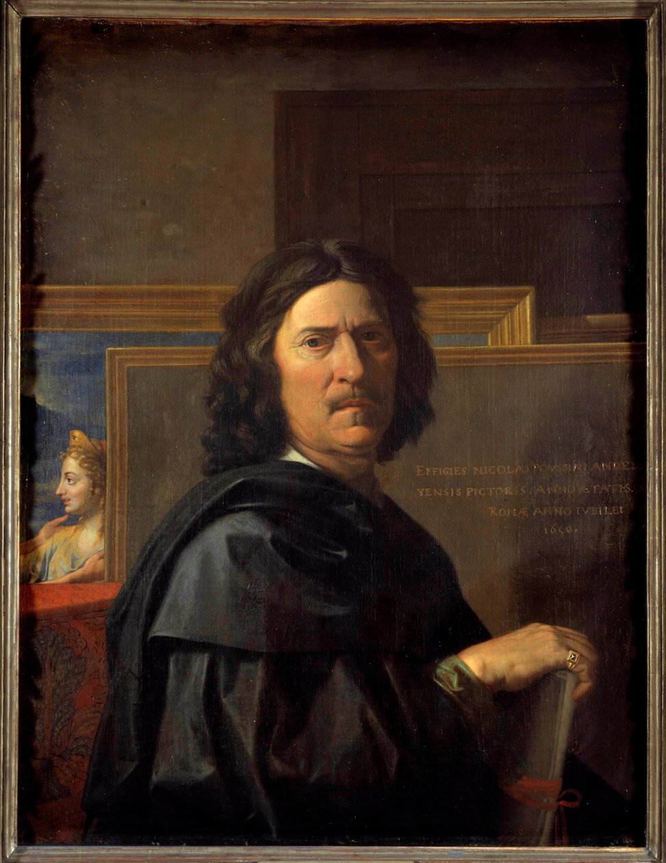 Selbstporträt im Alter von 56 Jahren, Gemälde von Nicolas Poussin von Nicolas Poussin