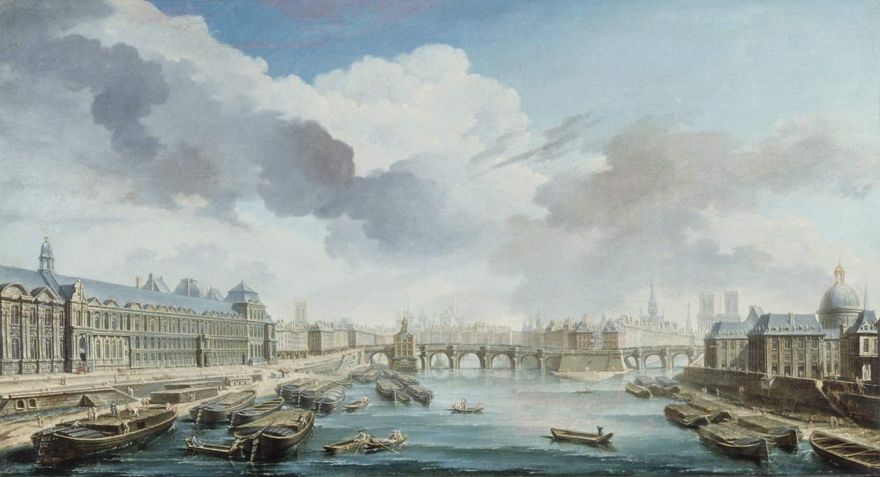 Der Louvre, Pont-Neuf und Collège des Quatre-Nations, jetzt das Institut de France, vom Pont Royal aus gesehen von Nicolas Raguenet