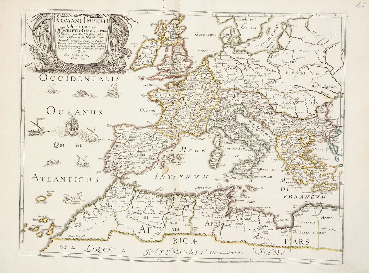 Karte des Römischen Reiches, ca. 1675-76 von Nicolas Sanson DAbbeville