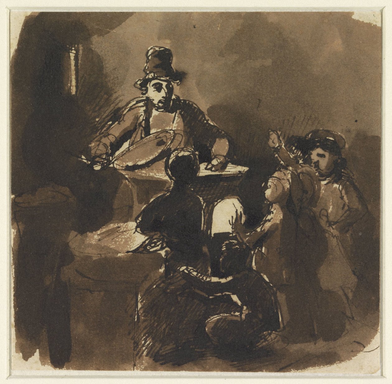 Kinder um das Feuer eines Kastanienverkäufers (?) von Nicolas Toussaint Charlet