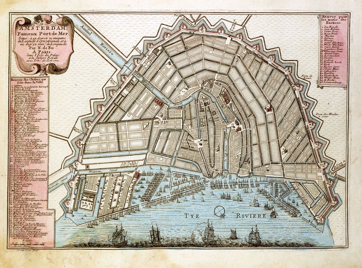 Karte von Amsterdam. Atlas von Nicolas de Fer (1646-1720), Paris 1700. von Nicolas de Fer