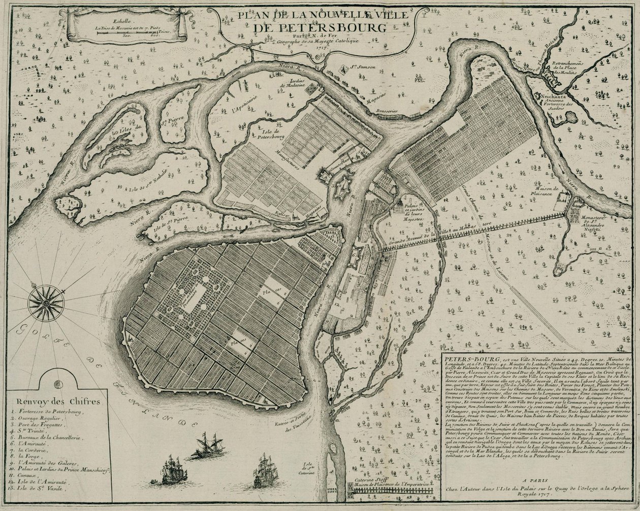 Karte von Petersburg von Nicolas de Fer