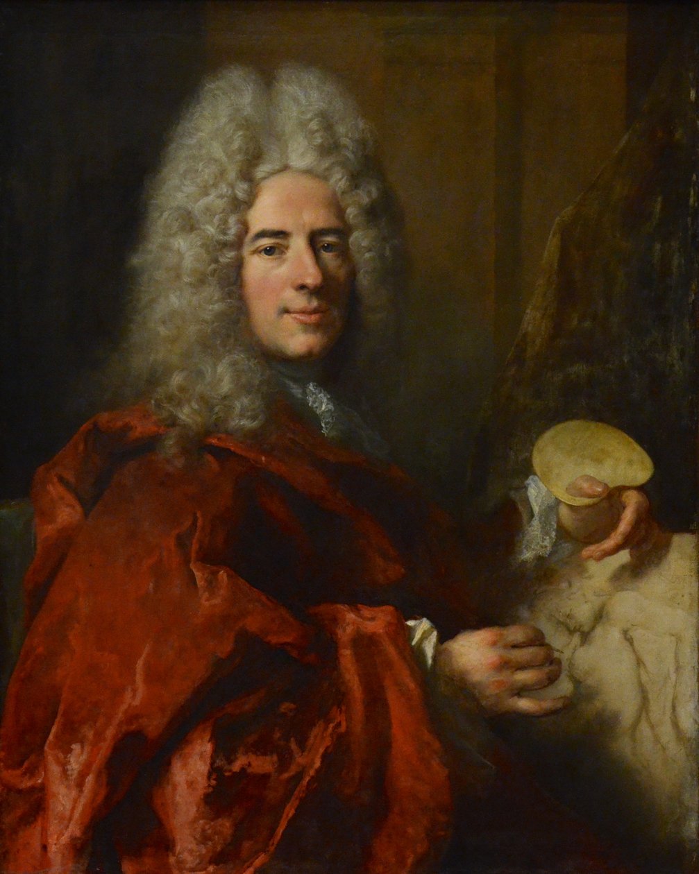 Porträt von Jacques-Antoine Arlaud, der die Leda von Michelangelo kopiert von Nicolas de Largillière