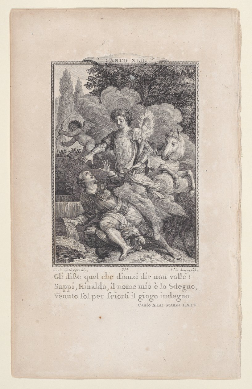 Canto 42, Strophe 64, aus Orlando Furioso von Nicolas de Launay
