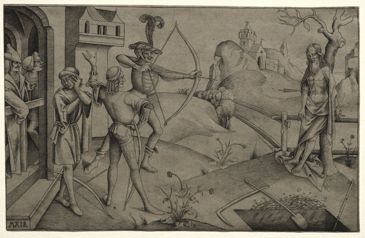 Die Königssöhne schießen auf den Leichnam ihres toten Vaters, 1495-1504 von Nicolaus Alexander Mair von Landshut
