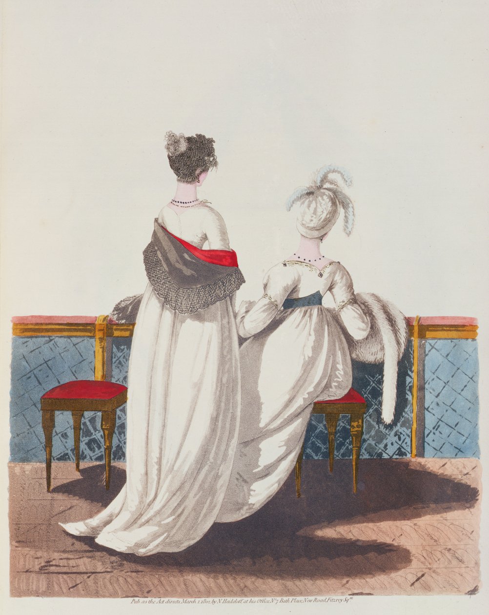 Nachmittagskleider aus Heideloffs Galerie der Mode, frühes 19. Jahrhundert von Nicolaus von Heideloff