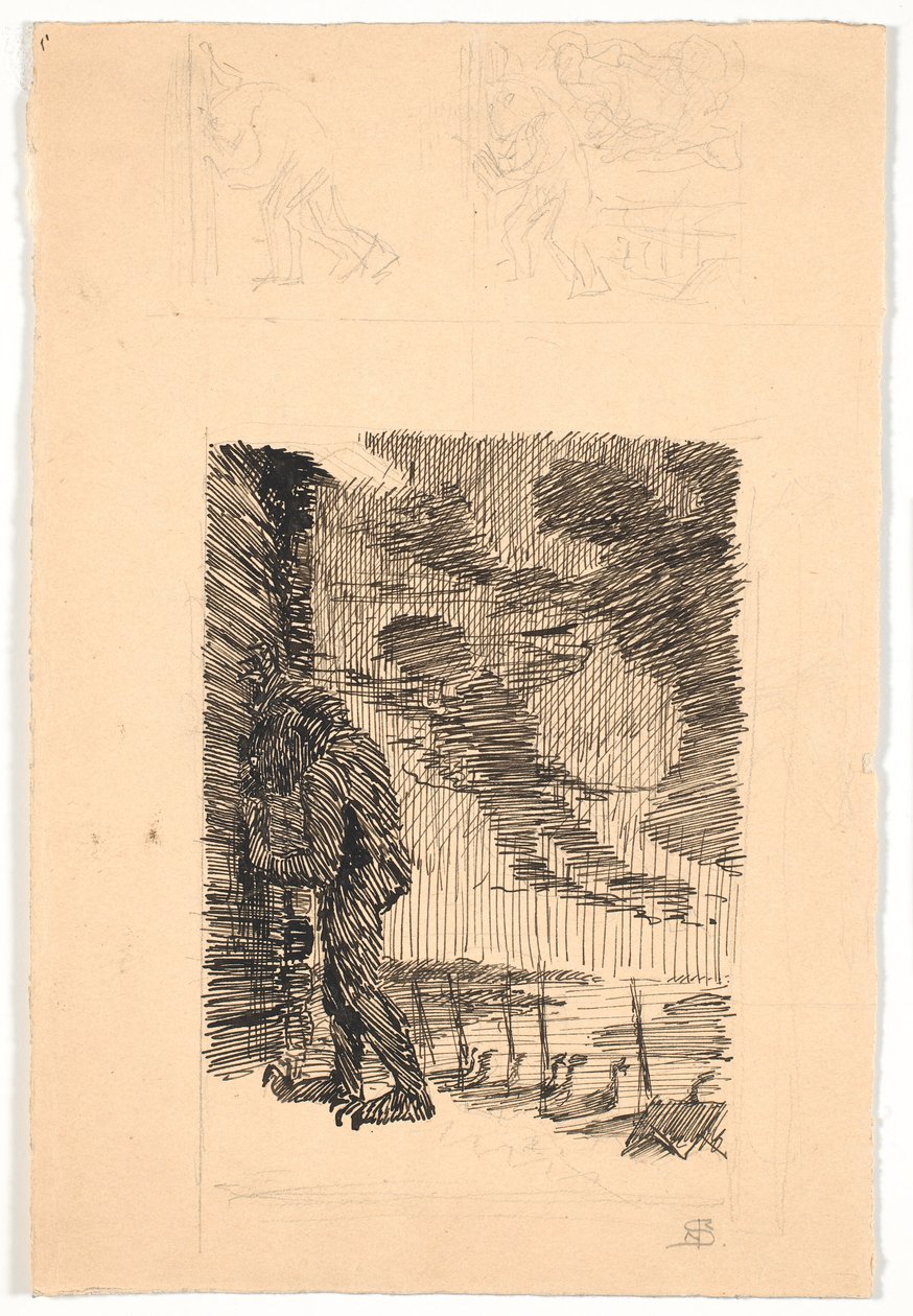 Der Troll Grendel späht durch das Fenster in Hjorthal von Niels Skovgaard