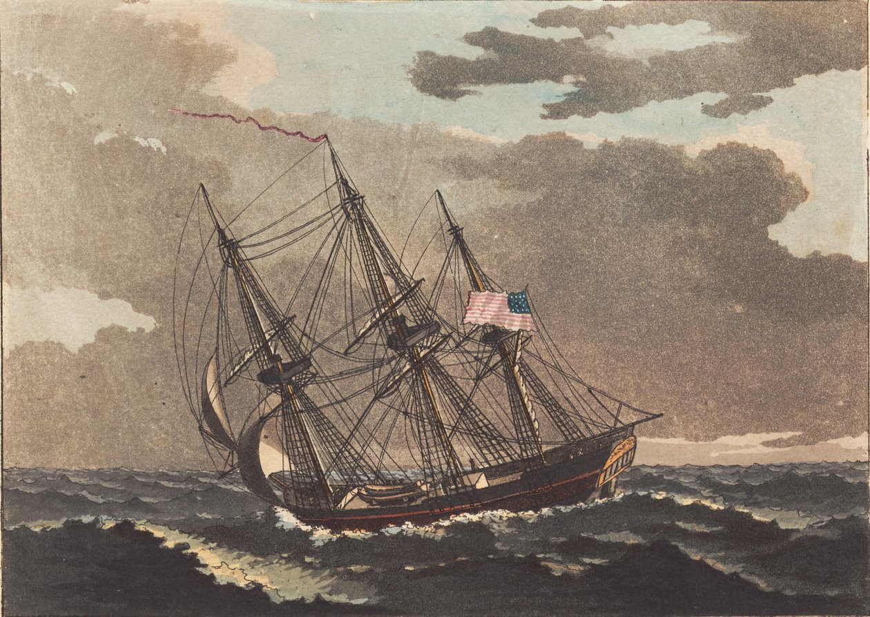 Ein amerikanisches Schiff vor dem Wind von Niels Truslew