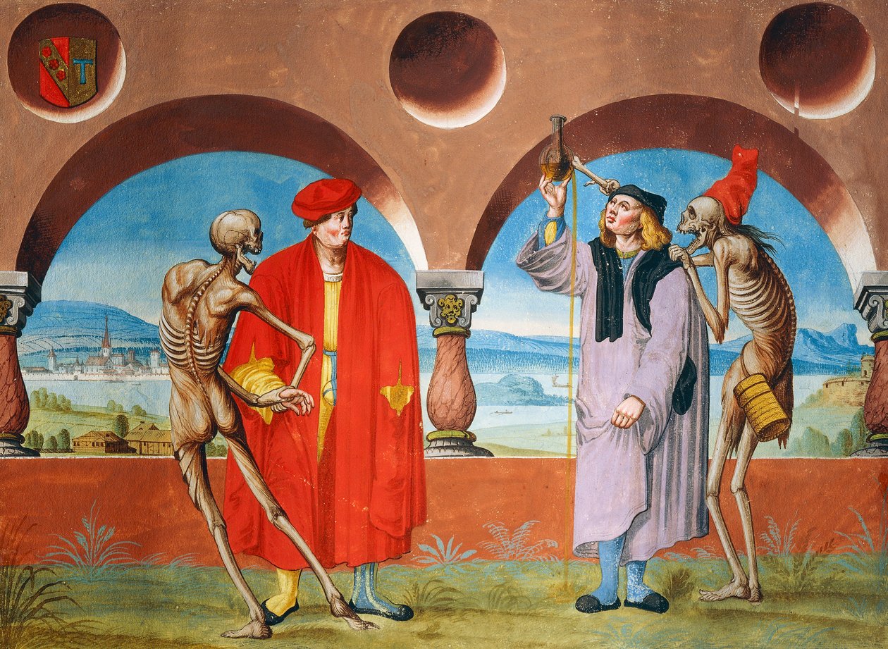 Tod, Anwalt und Arzt aus dem Totentanz-Zyklus von Albrecht Kauw von Niklaus Manuel