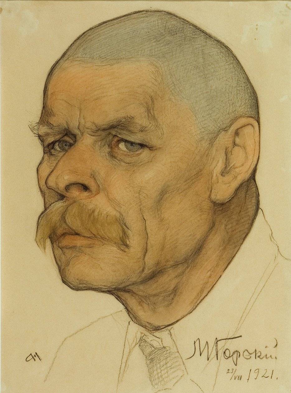 Porträt des Autors Maxim Gorki 1868-1939, 1921 von Nikolai Andreevich Andreev