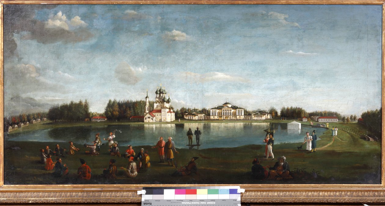Ansicht des Ostankino-Anwesens von Podklyuchnikov, Nikolai Ivanovich (1813-1877). Öl auf Leinwand von Nikolai Ivanov Podklutchnikov
