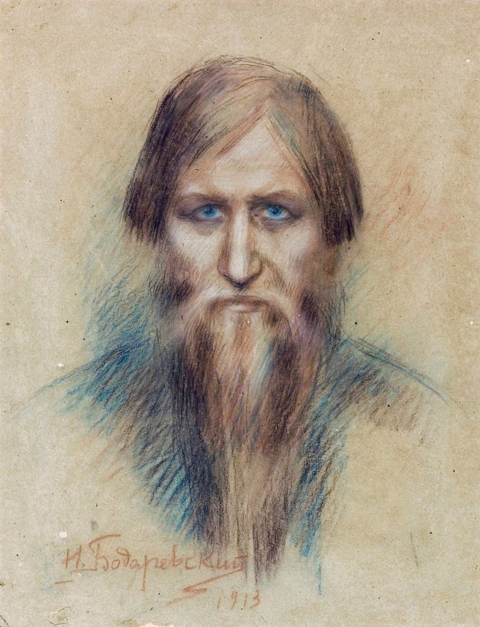 Porträt des russischen Mystikers Grigori Rasputin von Nikolai K. Bodarevski