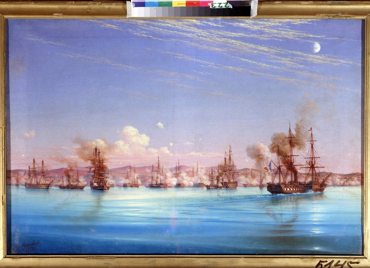 Bombardierung von Sewastopol durch das britisch-französische Geschwader 1854 von Nikolai Pavlovich Krasovsky