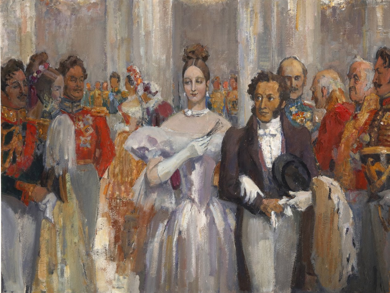 Alexander Puschkin mit seiner Frau auf dem Ball von Nikolai Pavlovich Ulyanov