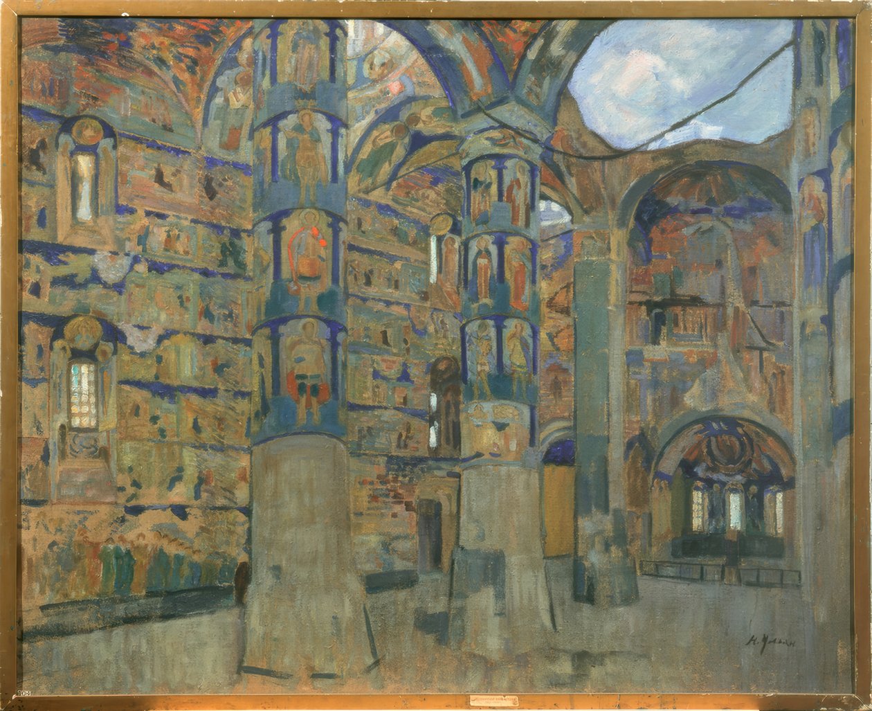 Inneres der Kirche des Makarios-Scheltowodski-Dreifaltigkeitsklosters in Makarjewo von Nikolaj Pawlowitsch Uljanow