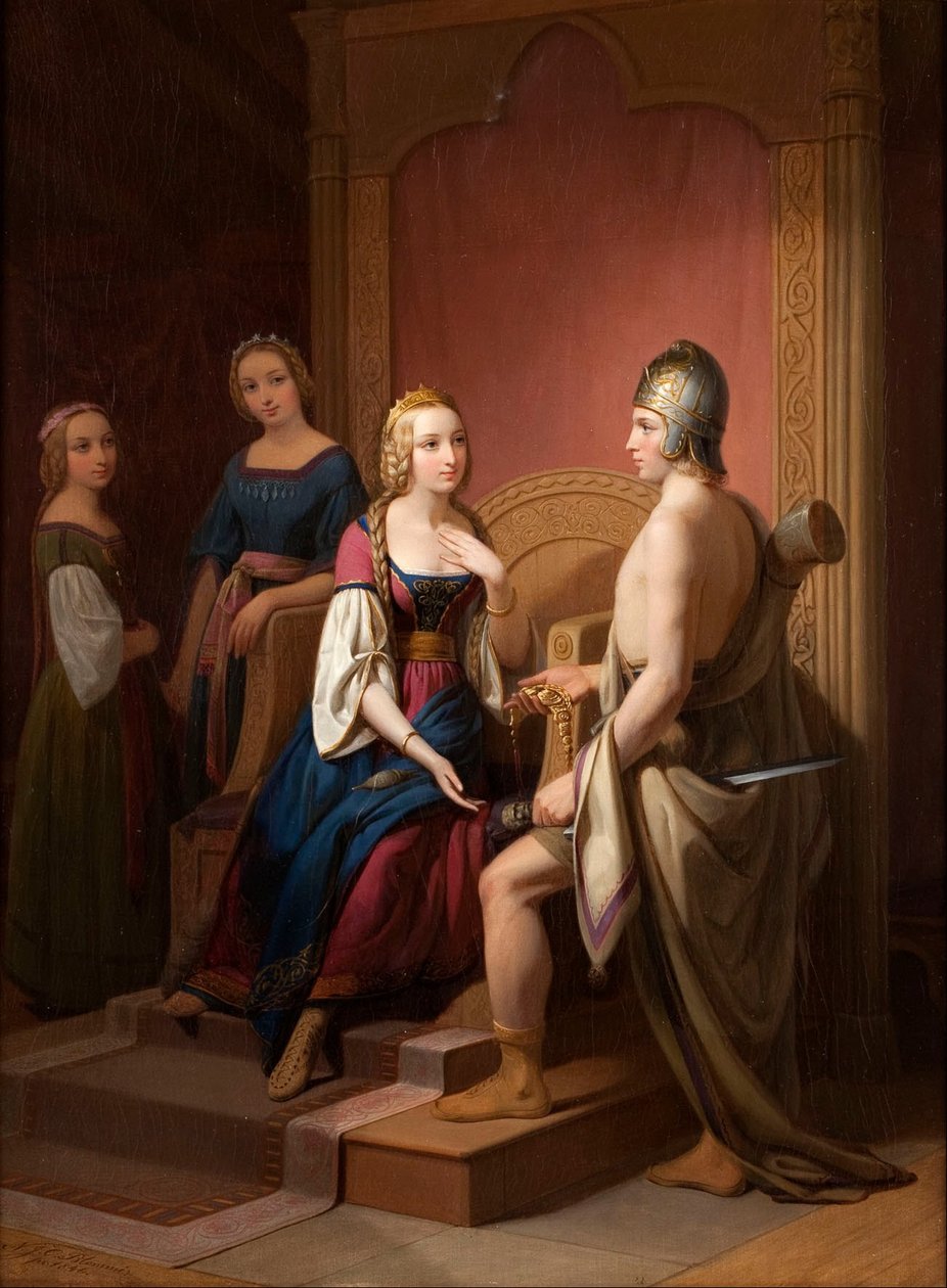Heimdall gibt Brisingamen an Freyja zurück von Nils Blommer