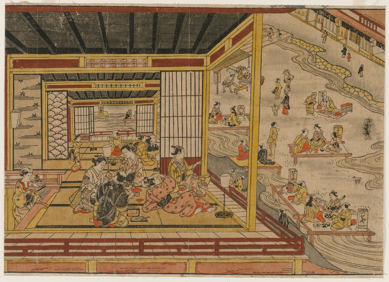 Teehaus am Kamo-Fluss in Kyoto, 1740er Jahre von Nishimura Shigenaga