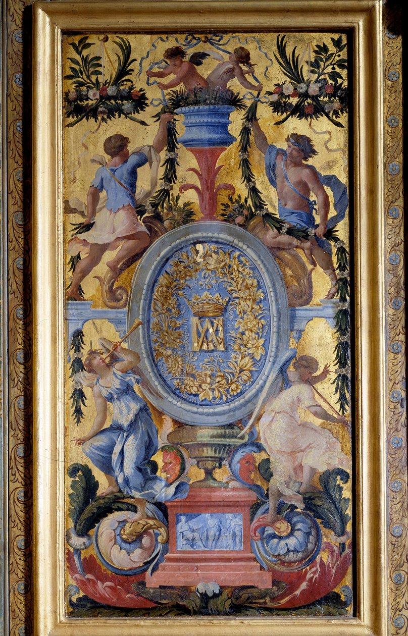 Dekoratives Paneel des Kabinetts der Marechale de La Meilleraye, realisiert von Noel Quillerier (1594-1669) von Noel Quillerier