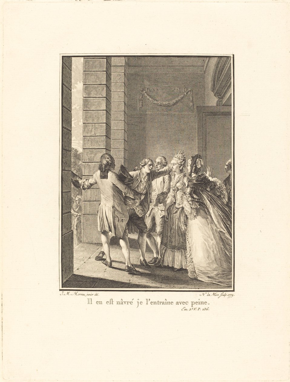 Er ist verletzt, ich ziehe ihn mit Mühe von Noël Le Mire after Jean Michel Moreau