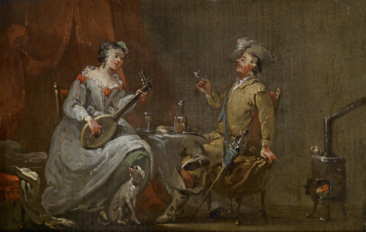 Kavalier und lautenspielende Dame von Norbert Joseph Carl Grund